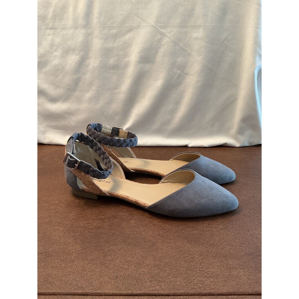 Indigo Rd. Ingamia Gray Cork Flats Adjustable Ankle Strap Sz 8.5M Cushioned